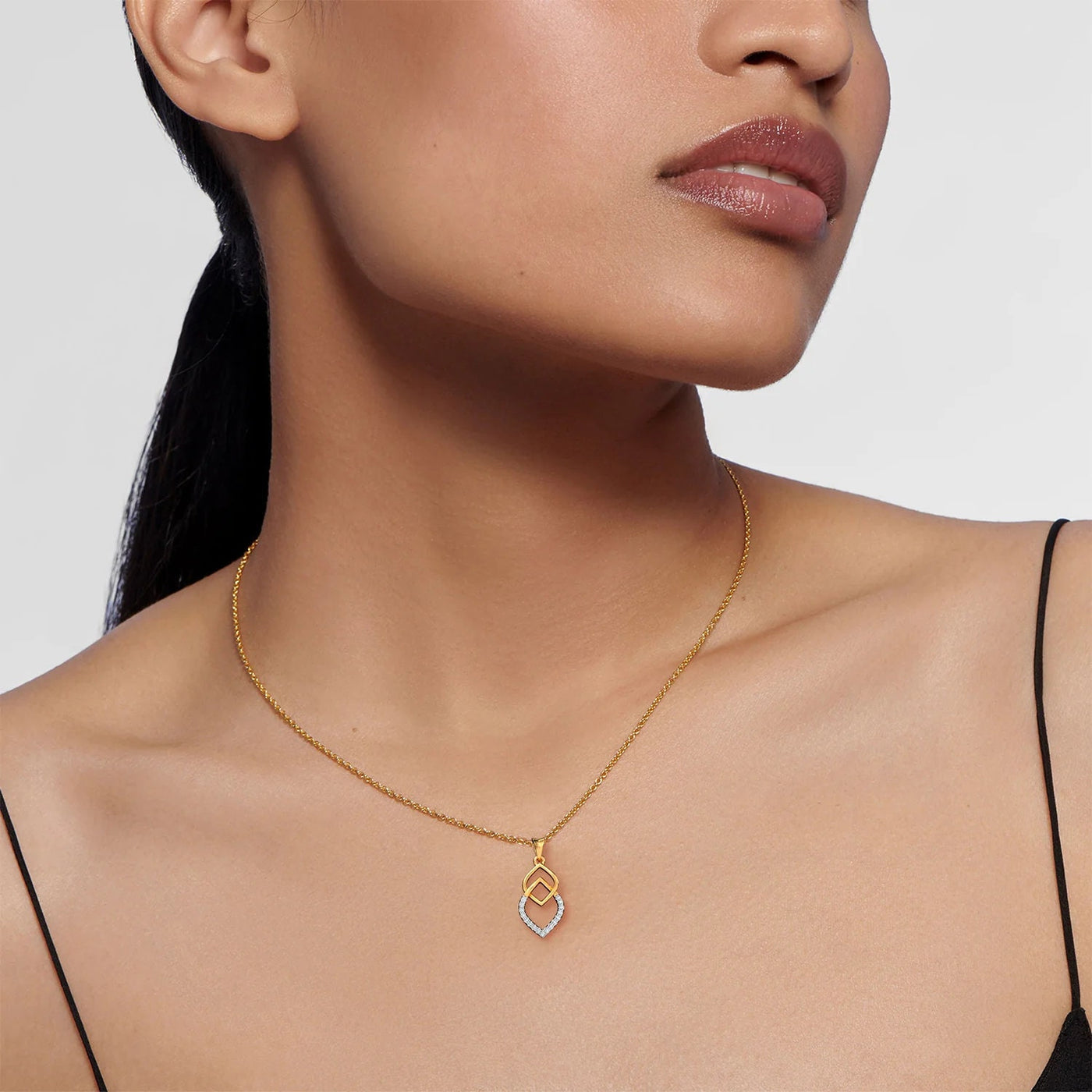 0.08 Carat Round Cut Moissanite Lovely Pendant, Moissanite Diamond Pendant, 18k Gold Pendant, 925 Silver Pendant, Anniversary Gift For Her