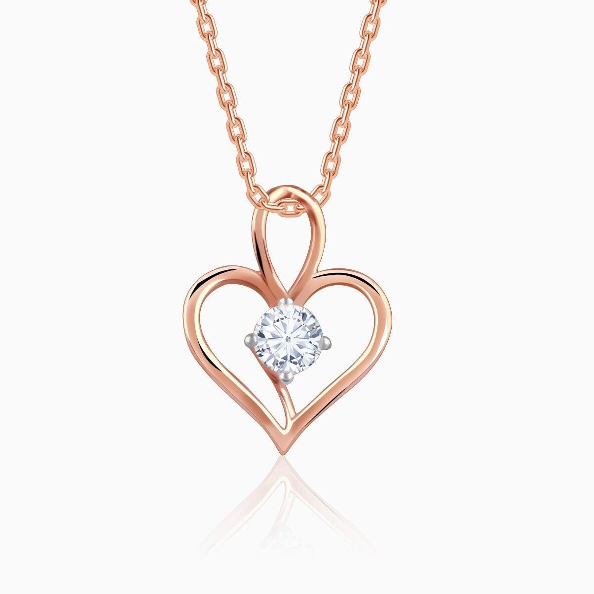 Heart Shaped Pendant With Round Moissanite Diamond, Perfect Gift For Valentine, Valentine's Day Gift, 18k Gold Pendant, Gift For Love