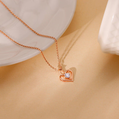 Heart Shaped Pendant With Round Moissanite Diamond, Perfect Gift For Valentine, Valentine's Day Gift, 18k Gold Pendant, Gift For Love