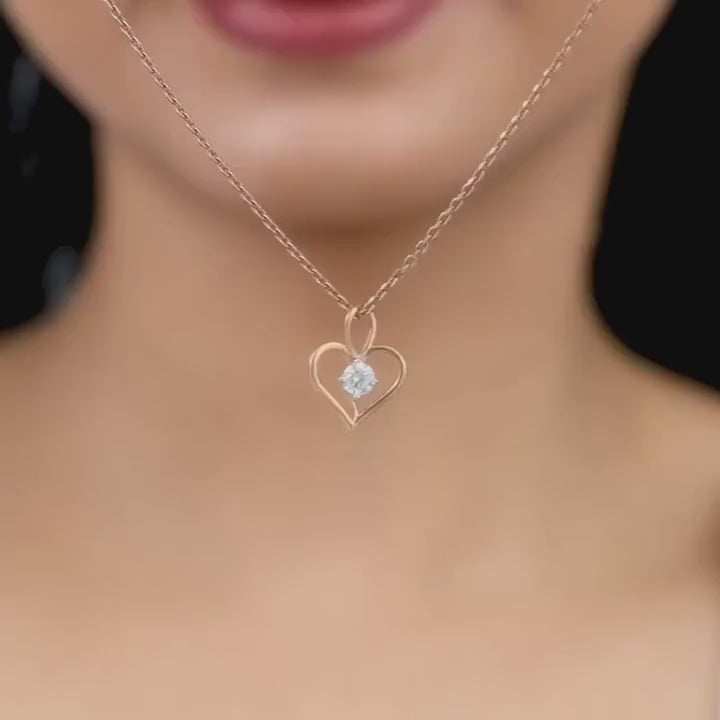 Heart Shaped Pendant With Round Moissanite Diamond, Perfect Gift For Valentine, Valentine's Day Gift, 18k Gold Pendant, Gift For Love